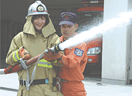 集合研修による消防教育・消火訓練